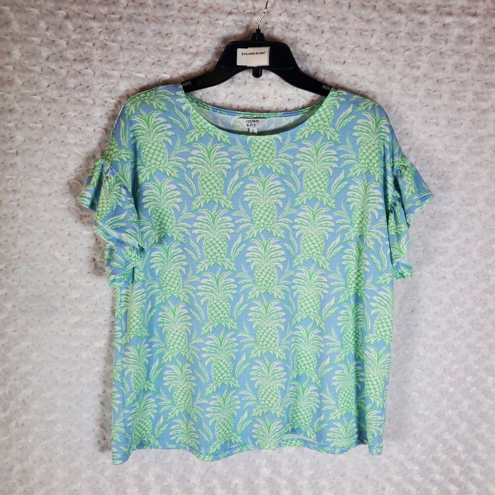 Crown & Ivy Sleeveless Floral Top Size M